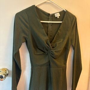 Francesca's Collections Olive Ruched Midi Dress